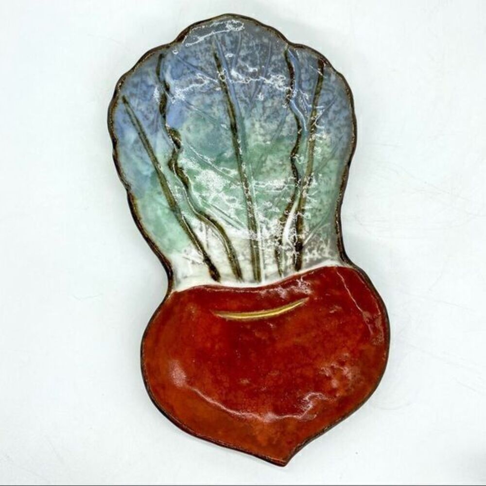 Art Pottery Majolica Radish Spoon Rest